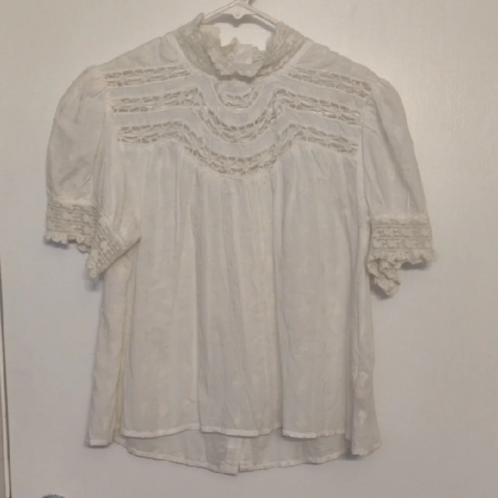 Free People Vintage Elegant White Lace Blouse Size XS - Picture 2 of 12